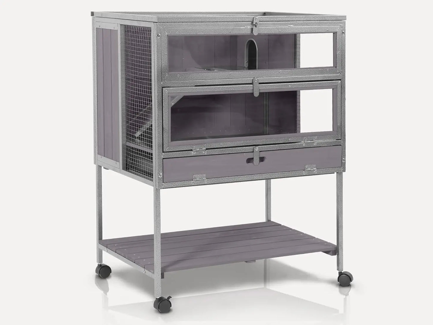 Guinea Pig Cages with Wheels, Large Hamster Cage with Anti-Chewing Ramp and Hideouts, Zinc Cool Plate