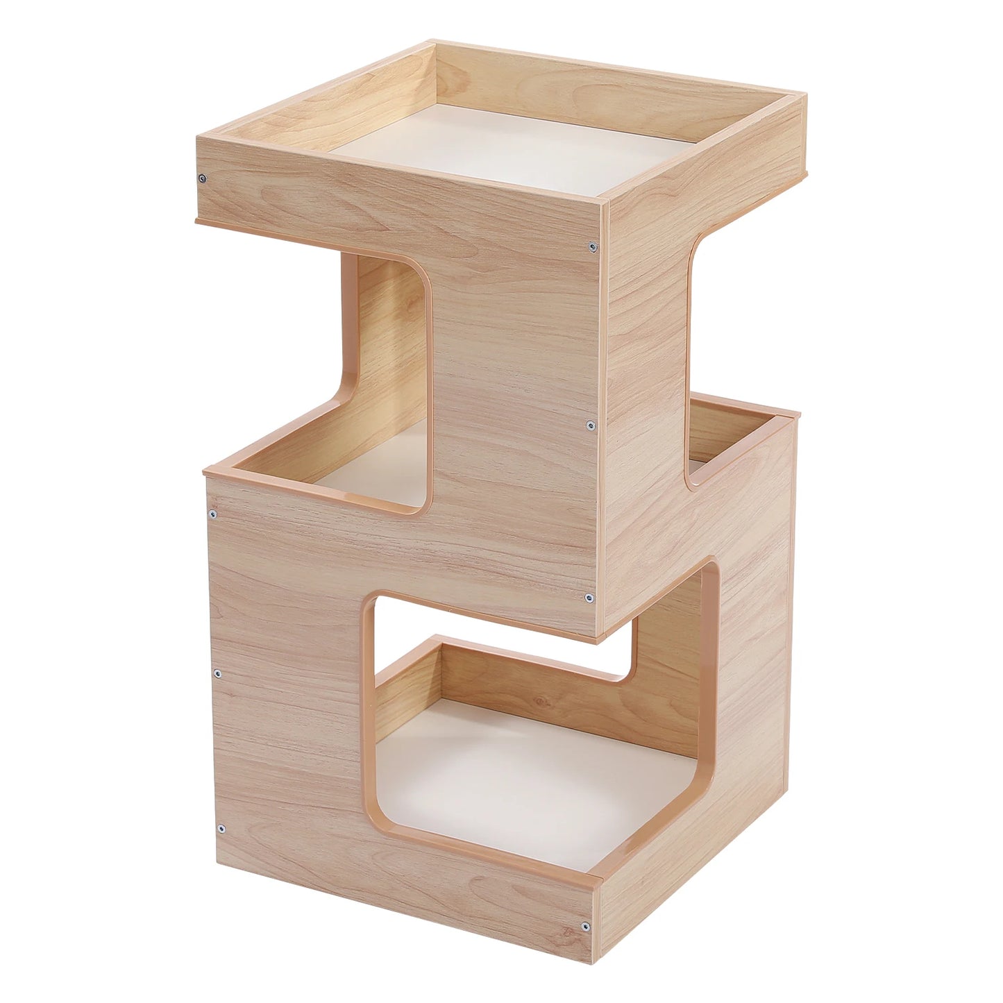 Wood Cat Condo House Bed with Removable Soft Mats & Scratching