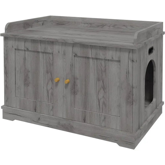 Hidden Cat Litter Box Cabinet with Barn Door