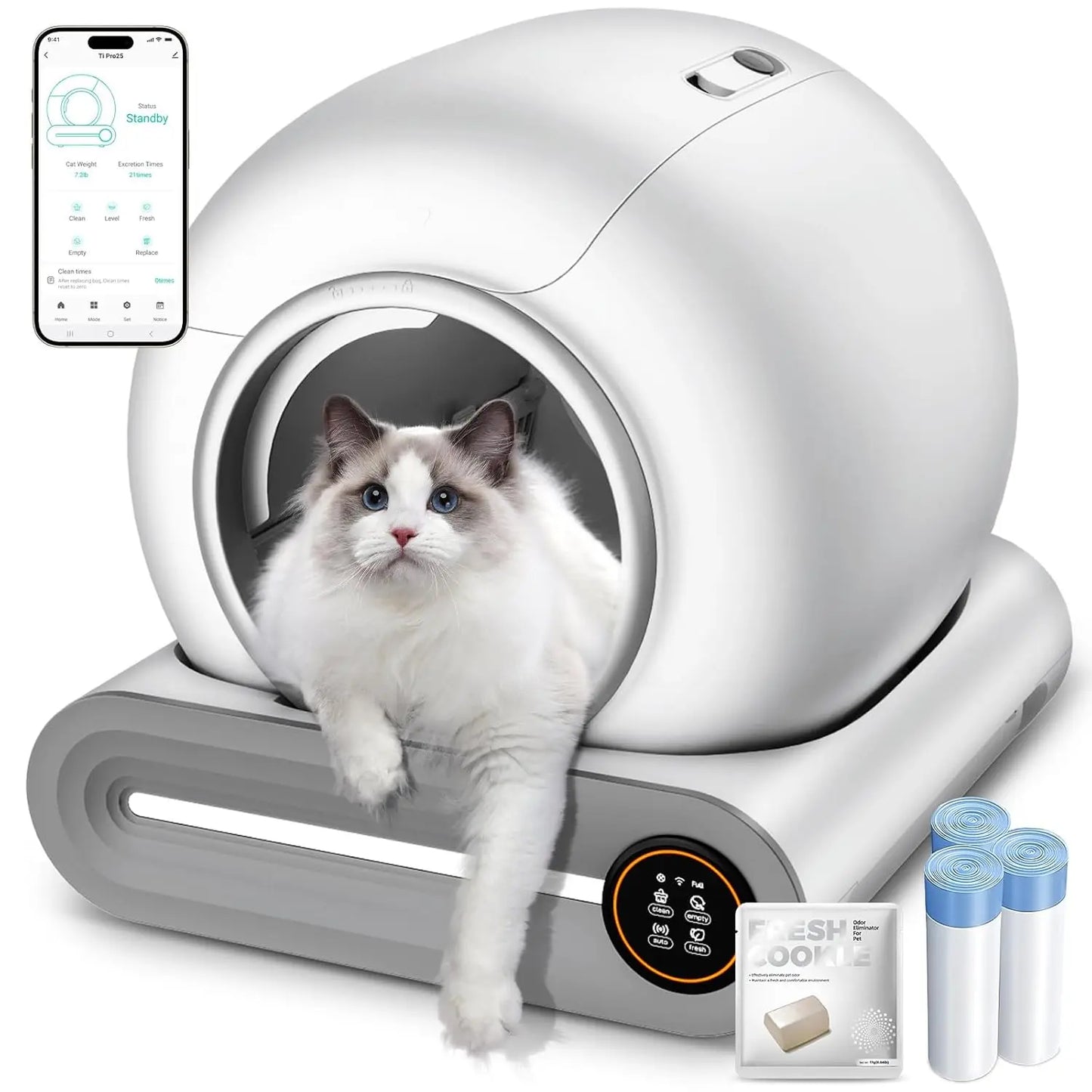 Automatic Litter Box, (2026) Multi-Function Upgrade Robot Self Cleaning Litter Box for Multiple Cats, 65L+9L Extra, Customized