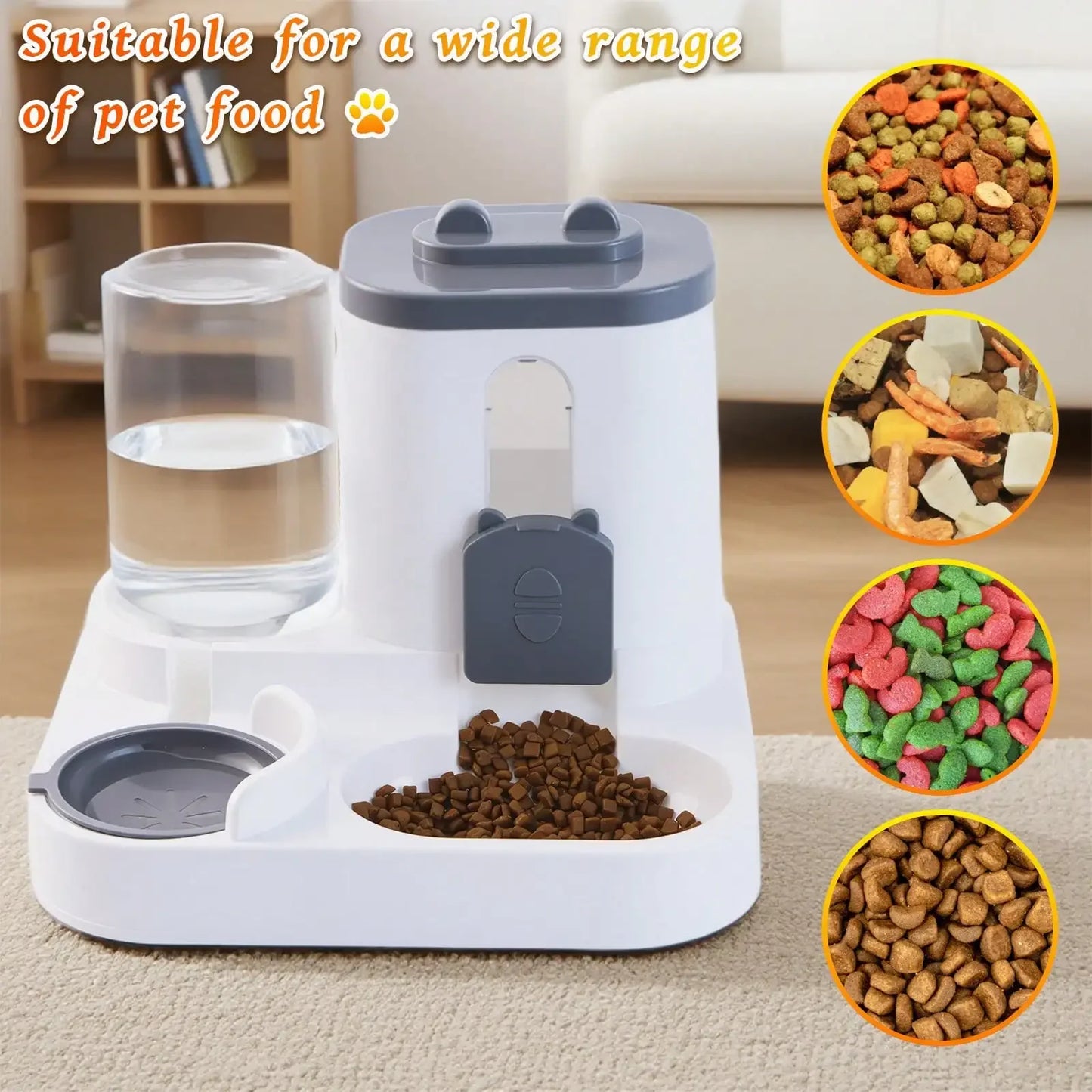Automatic Pet Feeder And Gravity Water Dispenser