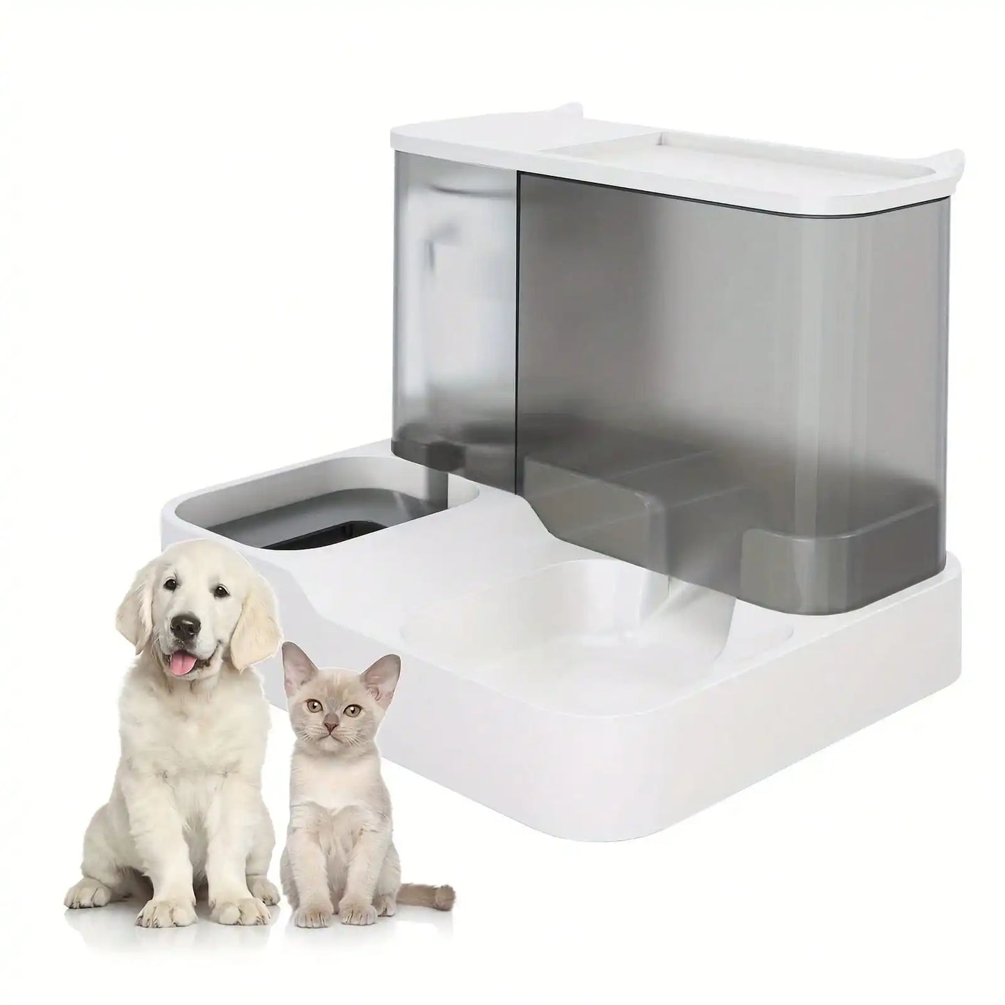 Automatic Visible Integrated Gravity-Fed Cat & Small Pet Food And Water Dispenser Set