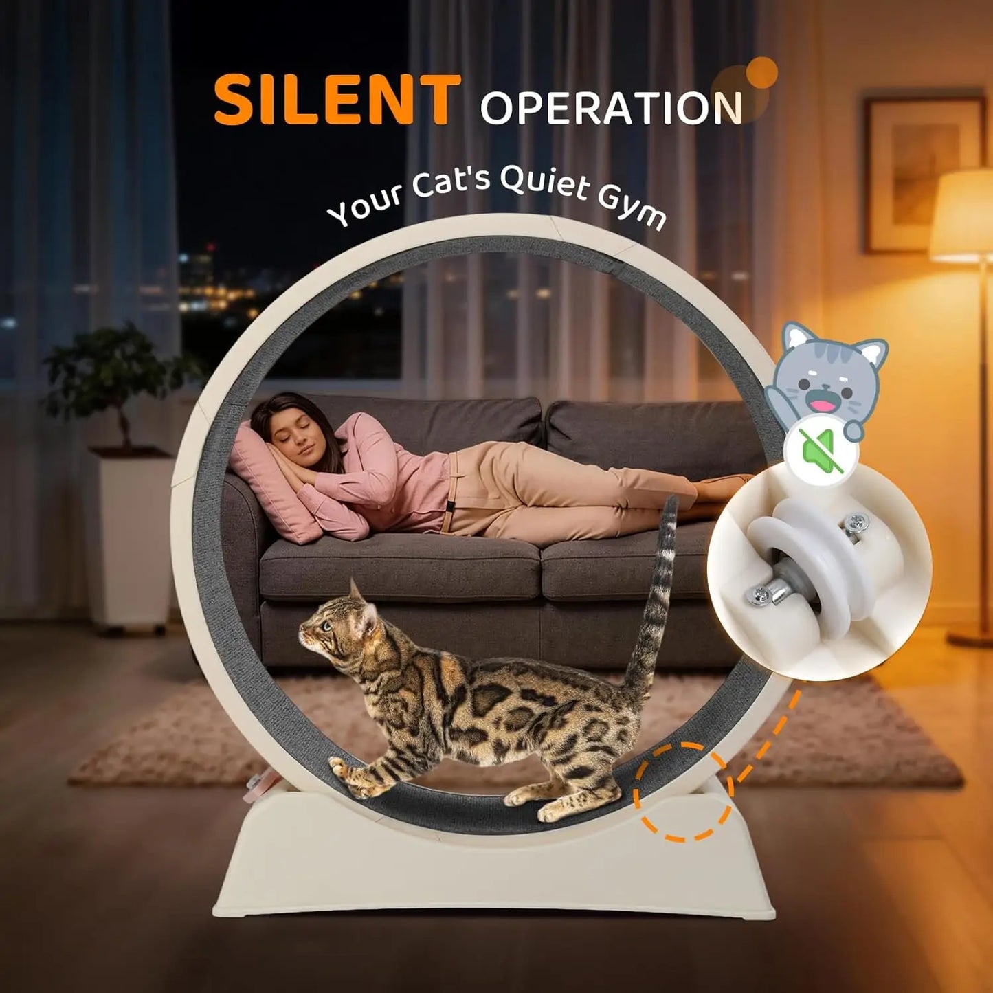 Cat Exercise Wheel, 31" Cat Treadmill for Indoor Cats, Cat Running Wheel with Carpeted Runway for Weight Loss