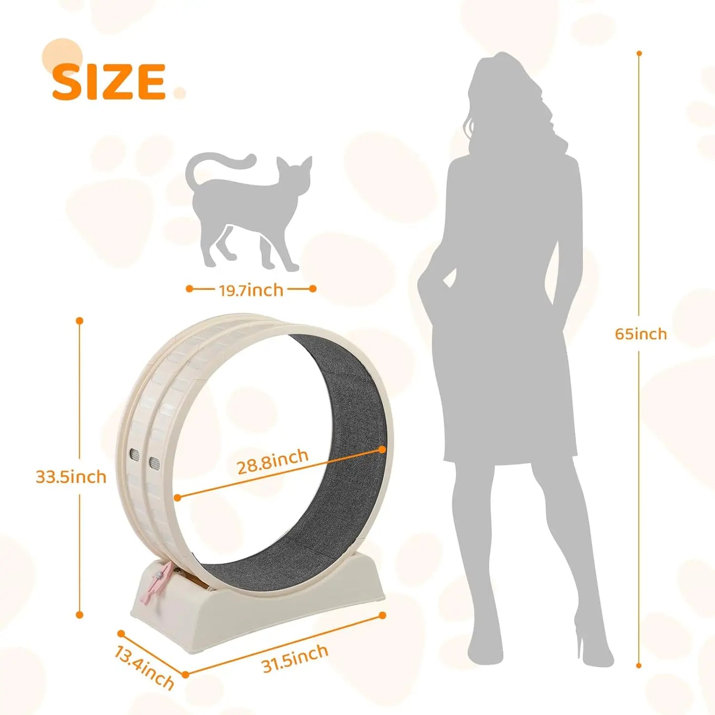 Cat Exercise Wheel, 31" Cat Treadmill for Indoor Cats, Cat Running Wheel with Carpeted Runway for Weight Loss