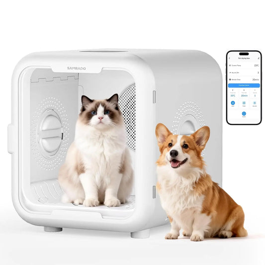 Automatic Pet Dryer Box for Cats & Small Dogs, 68L Dog Cat Dryer for Pet Grooming, Quiet 40dB Hands-Free Drying