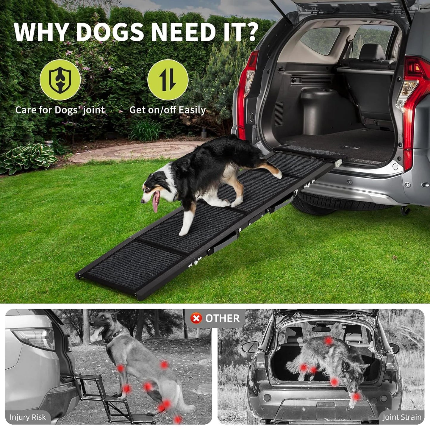 Non-Slip Surface Portable Outdoor Dog Car Ramp Up to 250 LBS