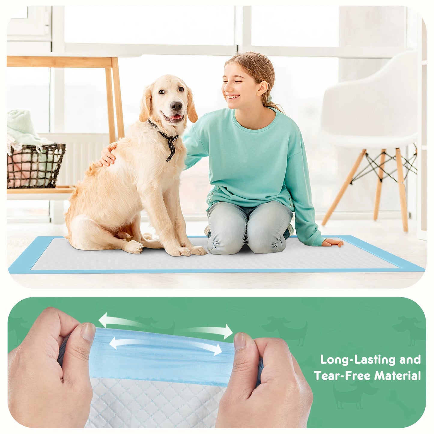 22" x 22" Super Absorbency Disposable Leakproof Quick Drying Disposable Pee Pads
