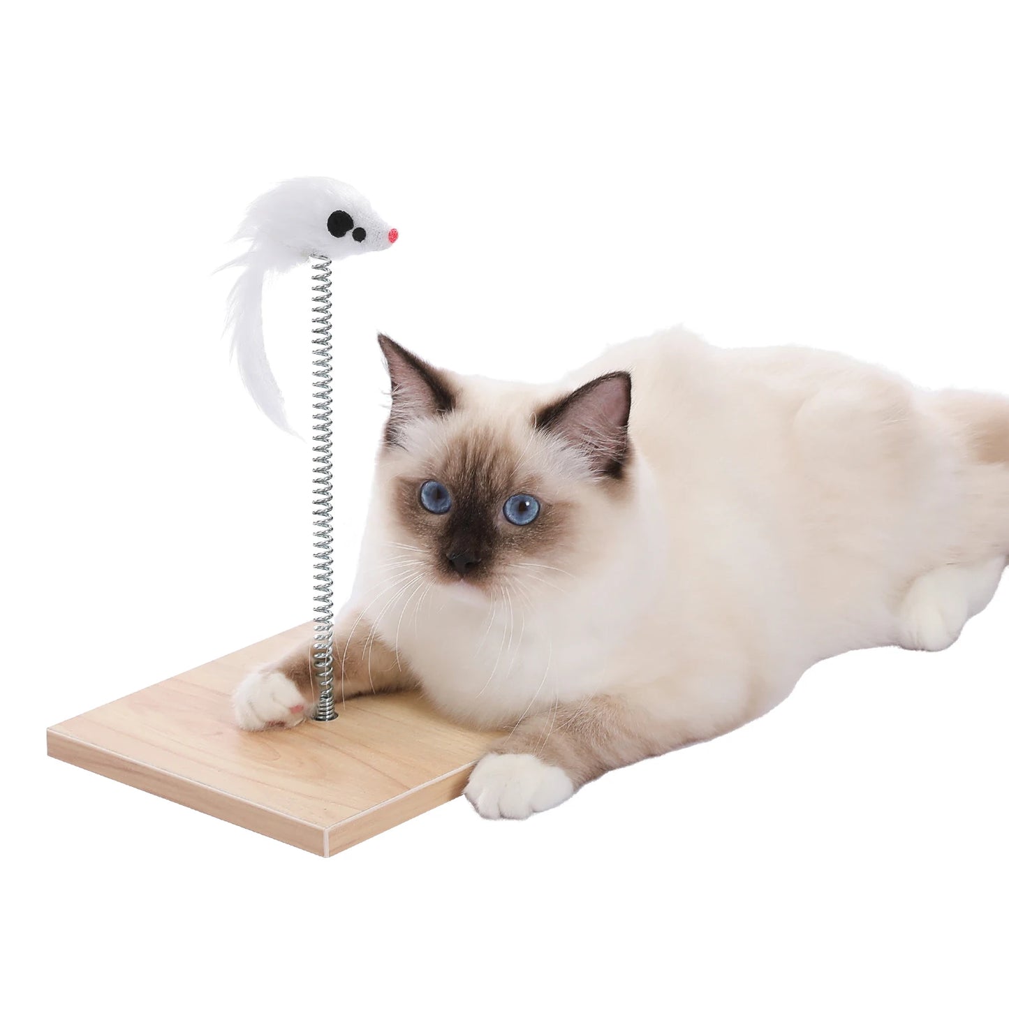 Wood Cat Condo House Bed with Removable Soft Mats & Scratching