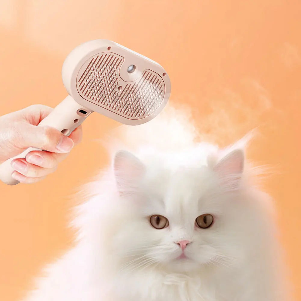 3 in 1 Cat Steam Grooming Brush with Release Button