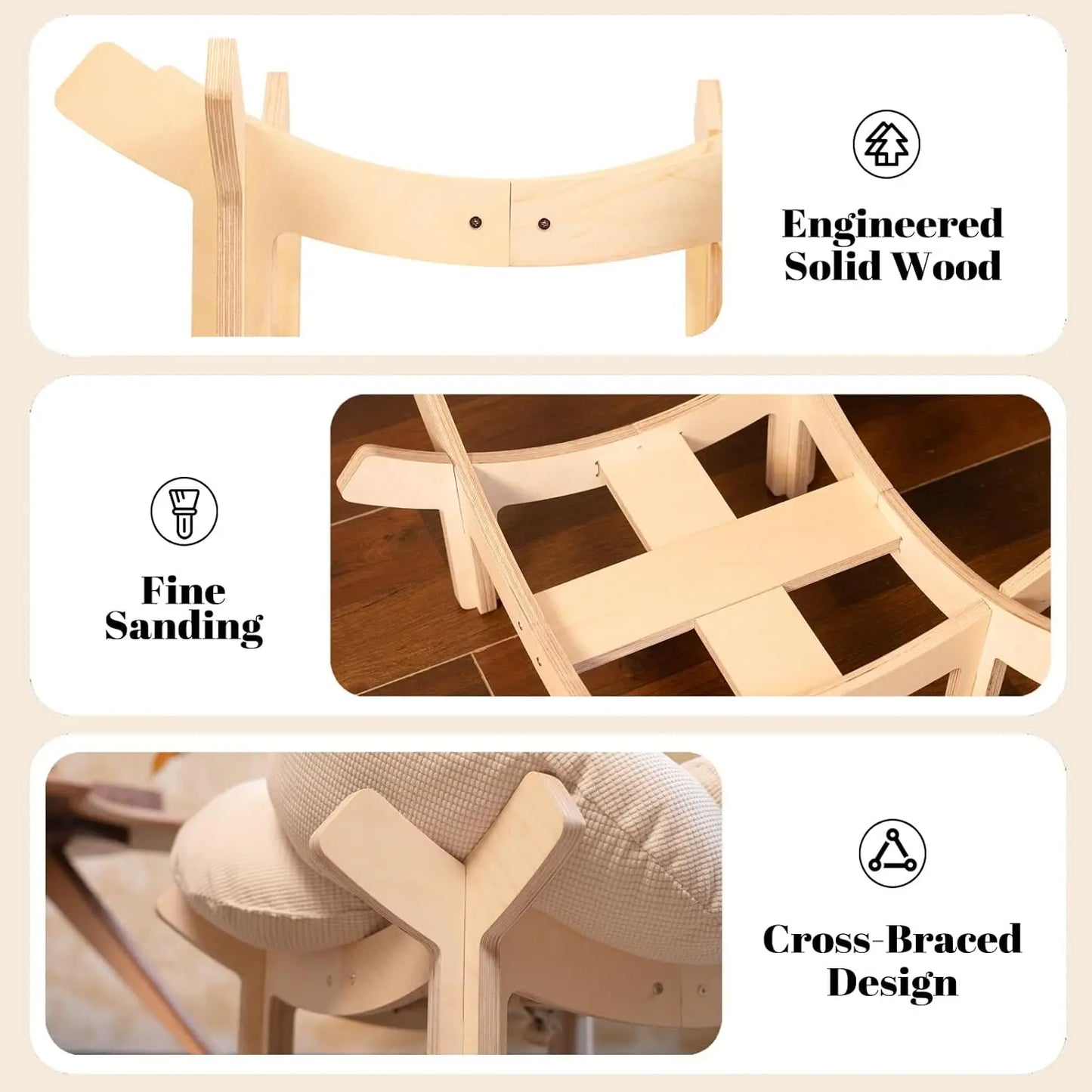 Elevated Cat Bed with Cushion, Wooden Pet Sofa for Indoor Cats and Puppies, White Furniture
