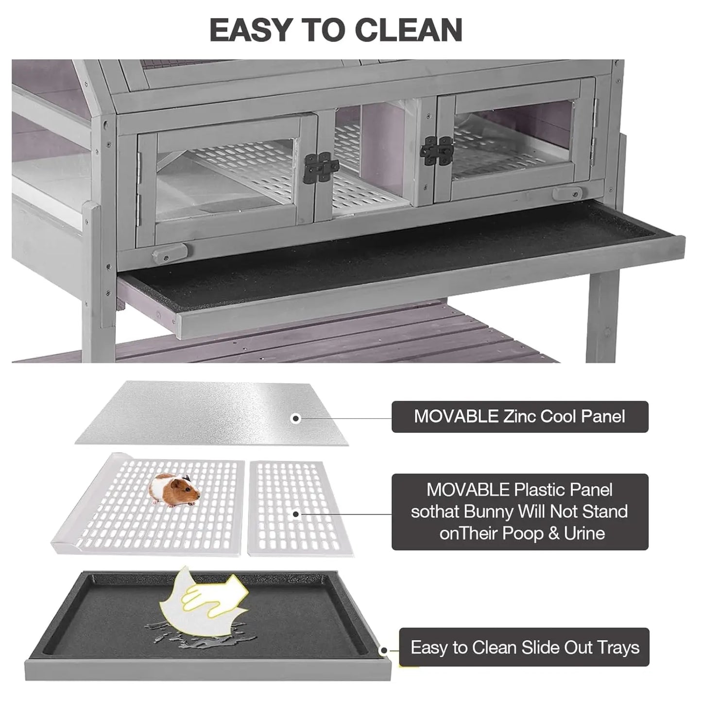 Guinea Pig Cages with Wheels, Large Hamster Cage with Anti-Chewing Ramp and Hideouts, Zinc Cool Plate