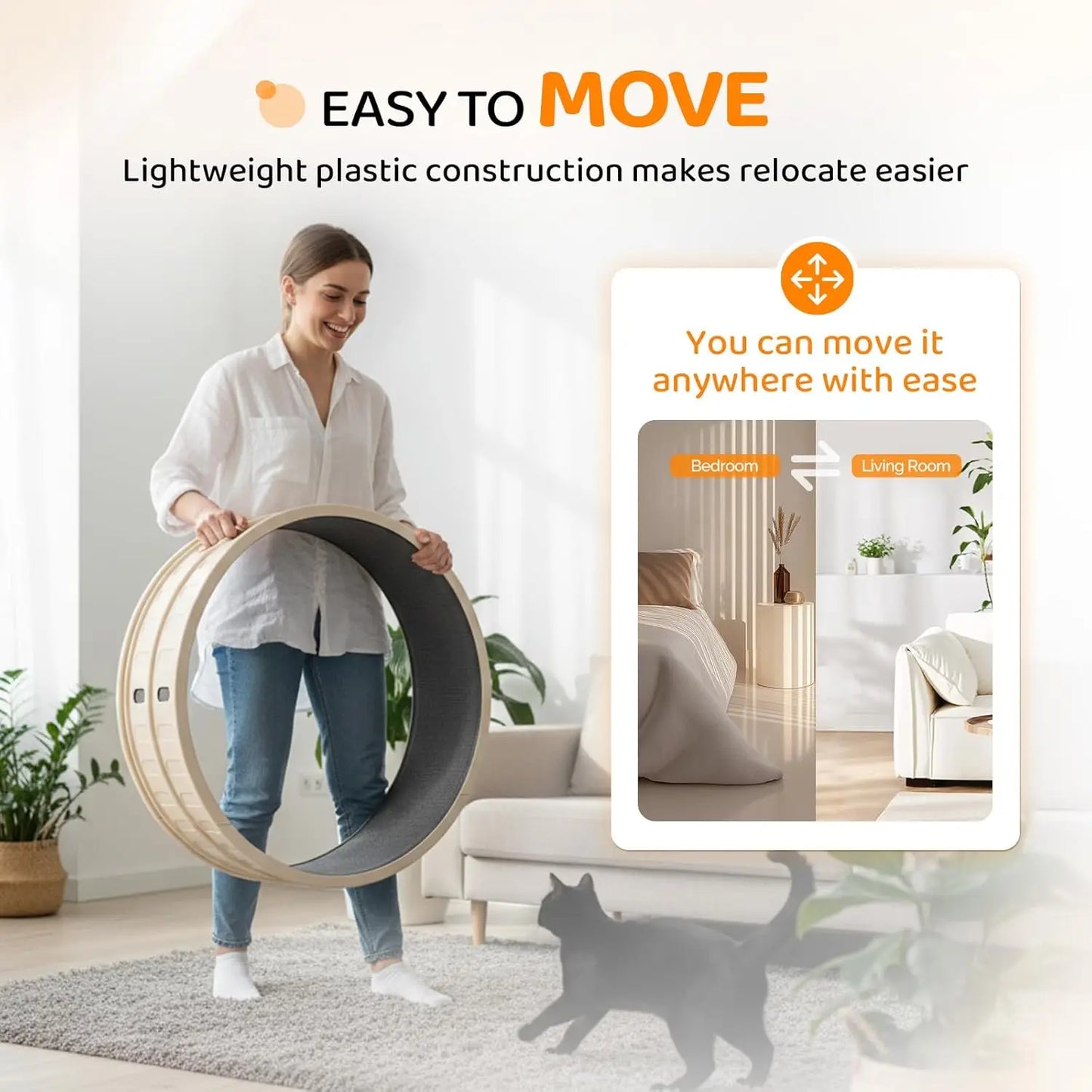 Cat Exercise Wheel, 31" Cat Treadmill for Indoor Cats, Cat Running Wheel with Carpeted Runway for Weight Loss