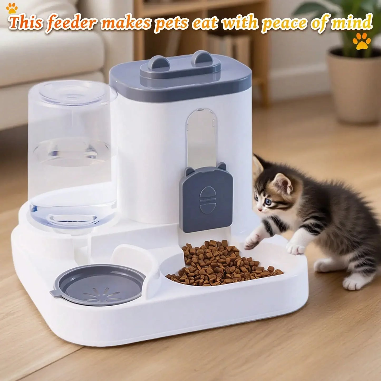 Automatic Pet Feeder And Gravity Water Dispenser