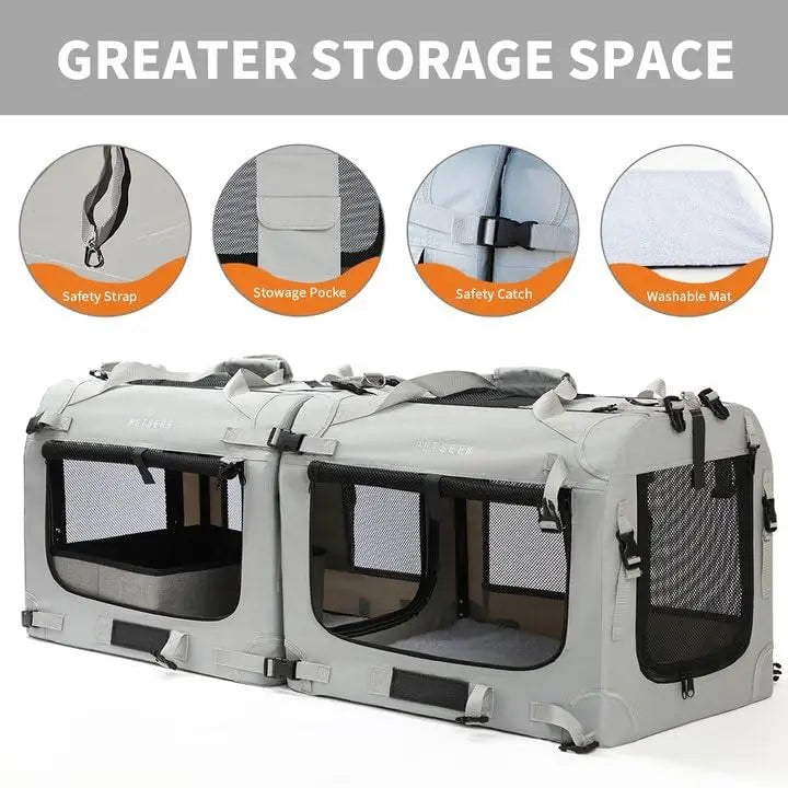 Extra Large Soft Sided Cat Carrier Portable Small Dog Carrier for 2 Cats 24''x16.5''x16'' Car Travel Pet Transport