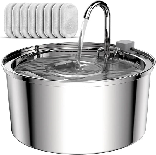 3.2L Stainless Steel Pet Water Fountain with Ultra-Quiet Pump and 3 Filters for Cats and Dogs