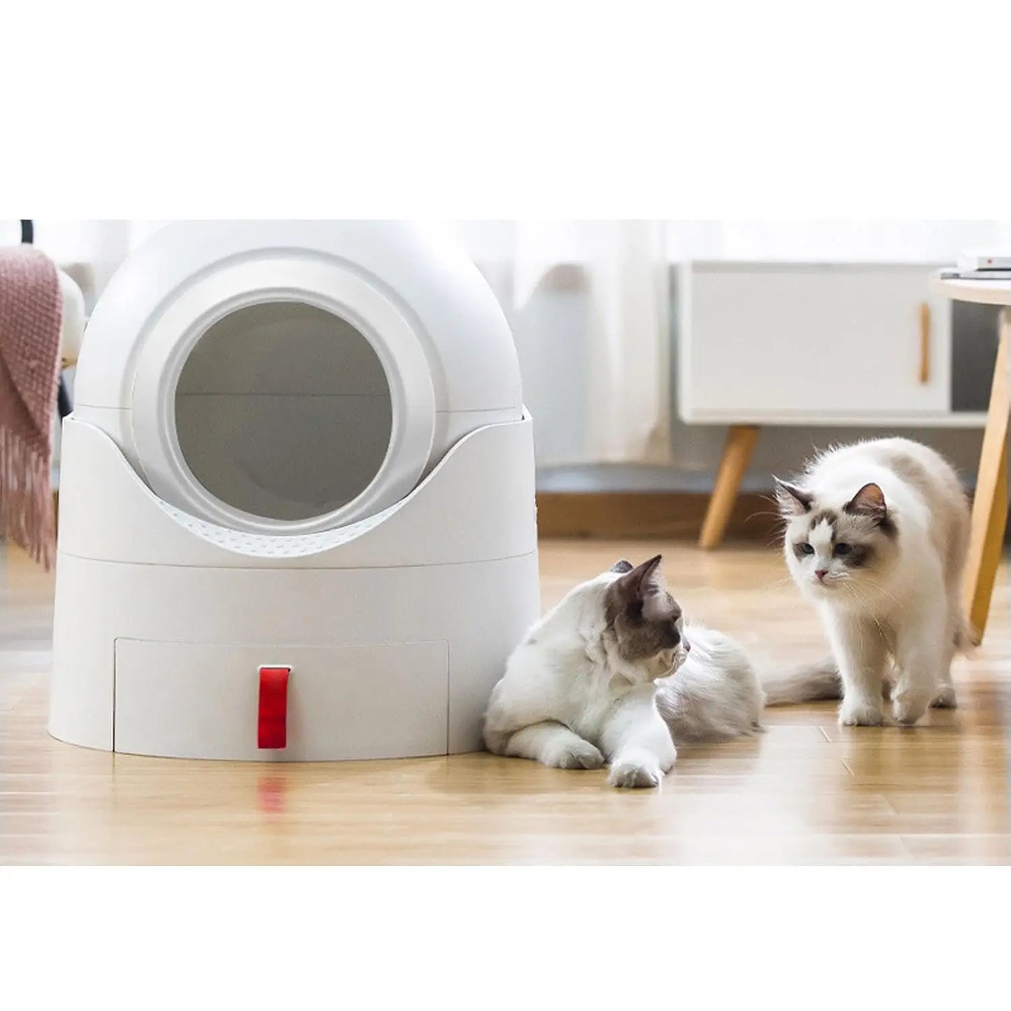 Automatic Cat Litter Box, 45L Large Capacity Anti Tipping Self Cleaning Cat Litter Box, Toilet with Manual Rotating, Customized