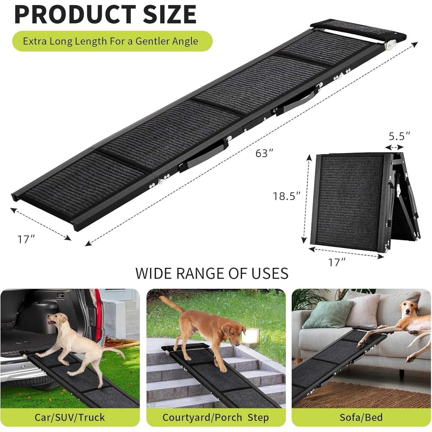 Non-Slip Surface Portable Outdoor Dog Car Ramp Up to 250 LBS
