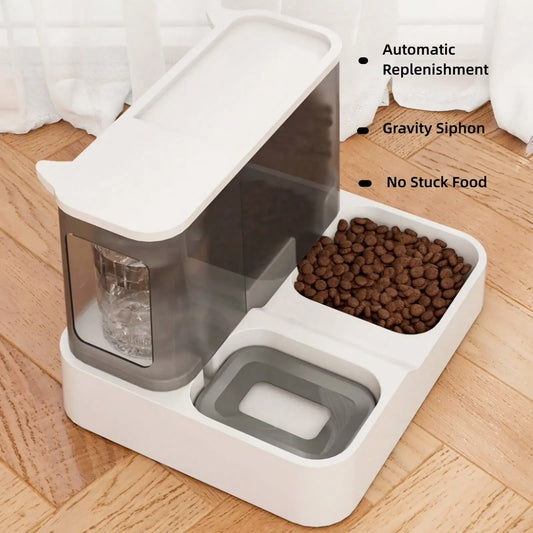 Automatic Visible Integrated Gravity-Fed Cat & Small Pet Food And Water Dispenser Set