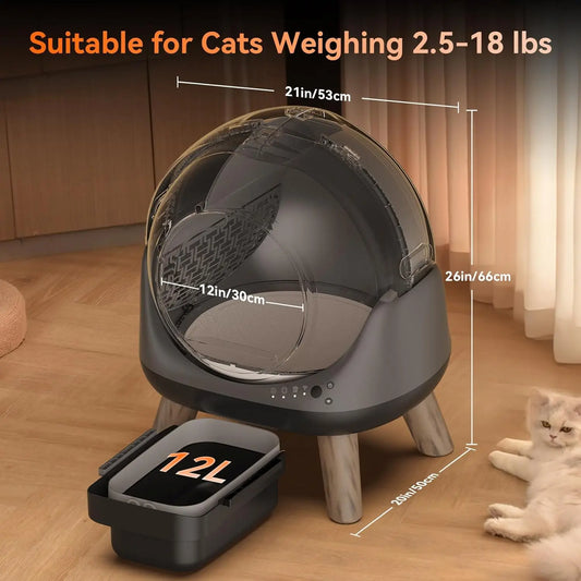 Self Cleaning Litter Box for Multiple Cats with Smart APP Control & Health Monitoring