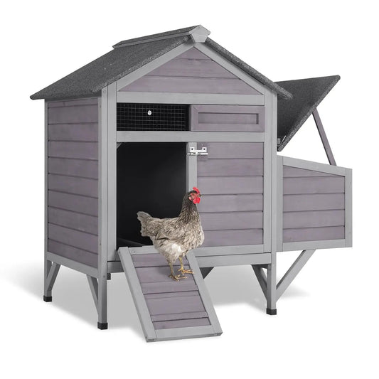 Outdoor Small Wooden Chicken House with Expandable Run for Poultry Duck Coop