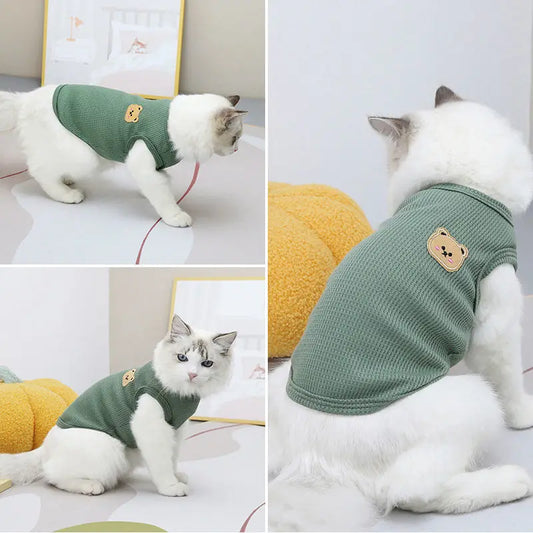 Summer Green Bear Pet Vest - Thin Breathable Dog & Cat Outfit
