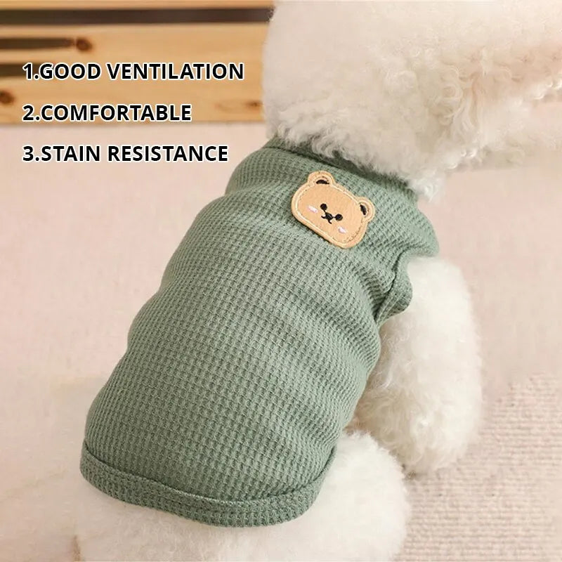 Summer Green Bear Pet Vest - Thin Breathable Dog & Cat Outfit