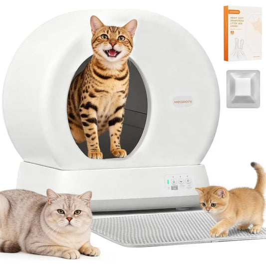 Self Cleaning Large Capacity Automatic Cat Litter Box with Integrated Safety Sens, APP Control, Odor-free for Multi Cat
