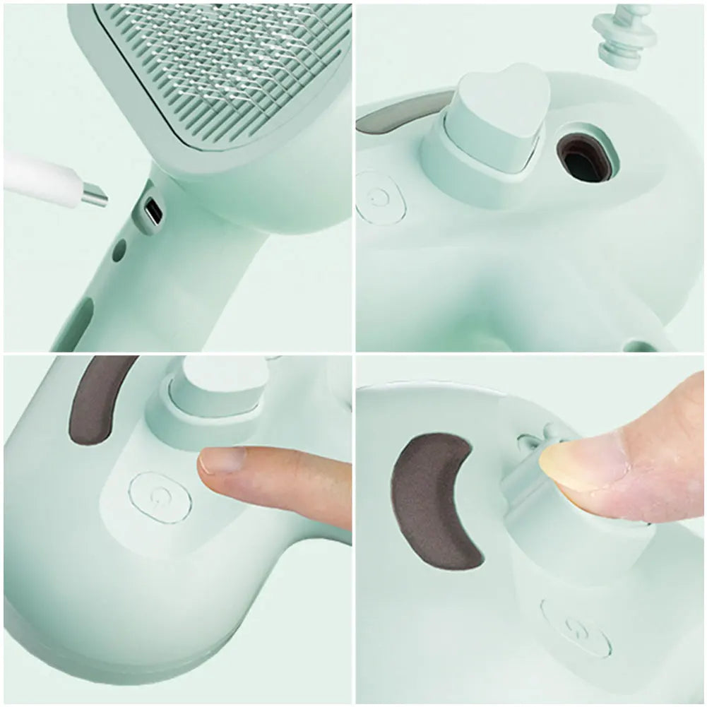 3 in 1 Cat Steam Grooming Brush with Release Button