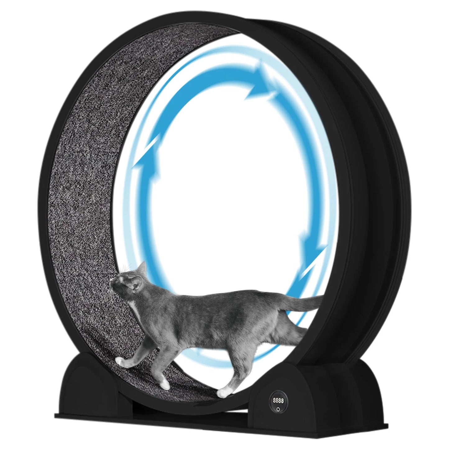 Quiet 45-inch Cat Exercise Wheel with Pedometer, Removable Mat, Pet Fitness Training Toy for Indoor, Promote Health/Weight Loss