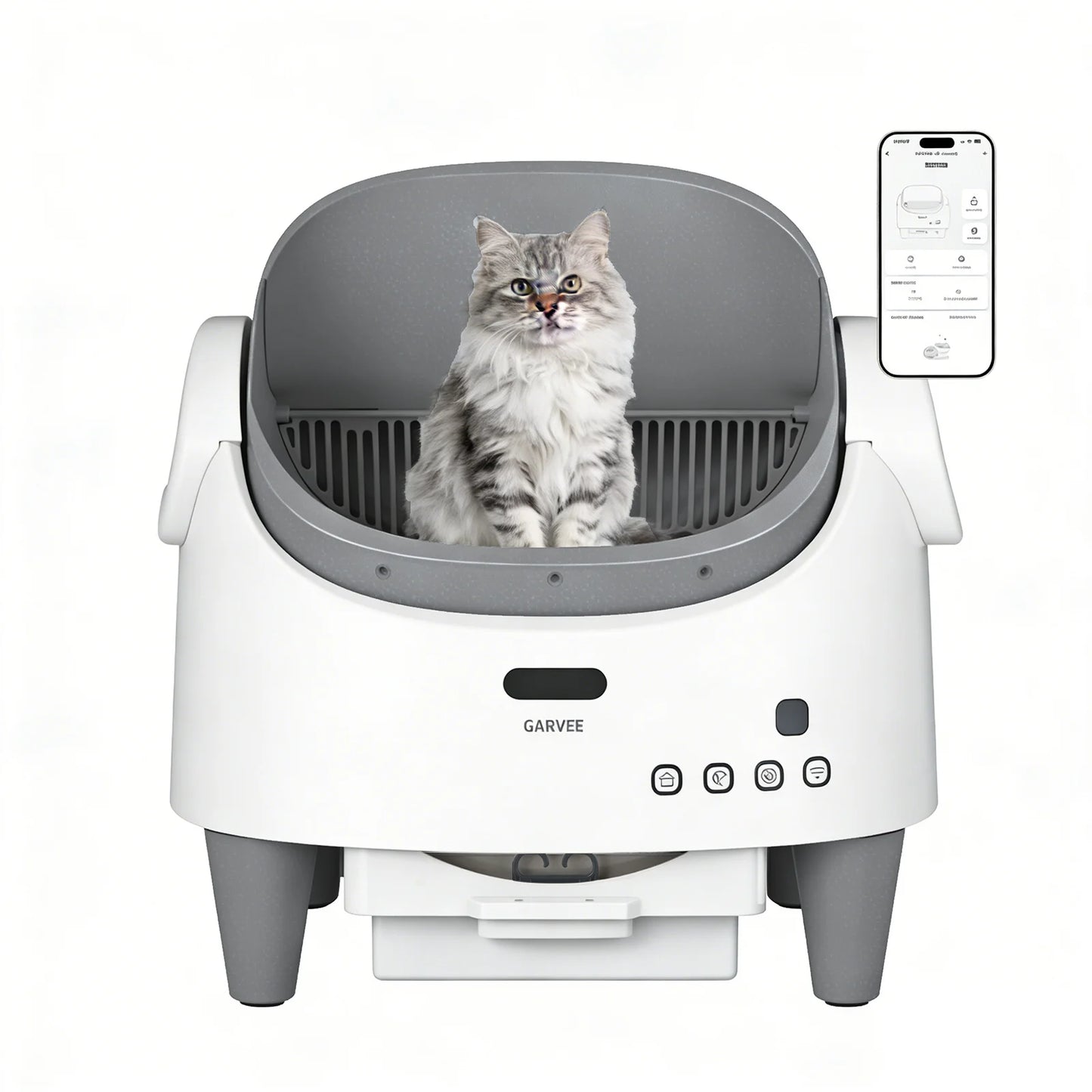 Self Cleaning Smart Litter Box APP Controlled Automatic Odor-Free Cat Toilet with Large Waste Bin for Single or Multi Cats
