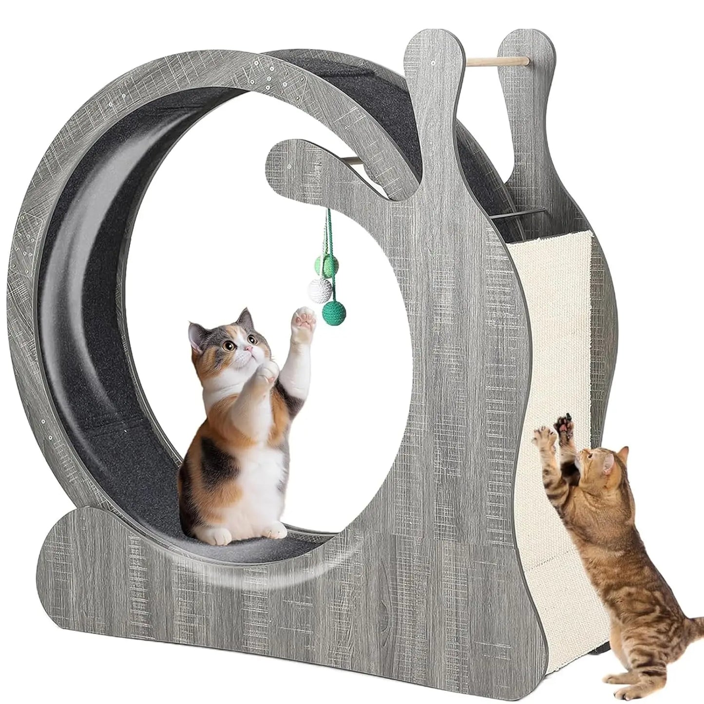 Cat Exercise Wheel, Large Cat Treadmill Wheel for Indoor Cats, 3-in-1 Cat Treadmill with Scratching Board and Play