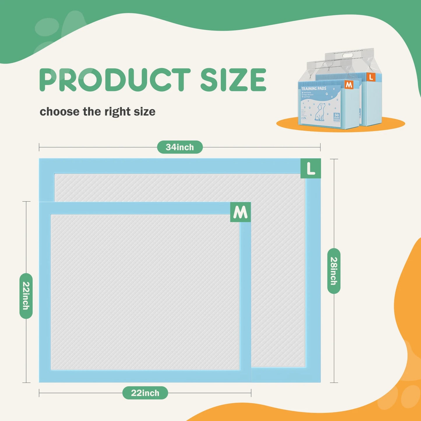 22" x 22" Super Absorbency Disposable Leakproof Quick Drying Disposable Pee Pads