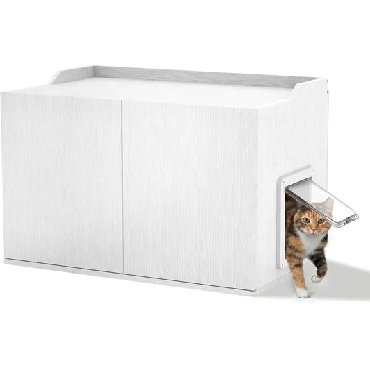 Cat Litter Box Enclosure furniture with Cat Door, Extra Large Hidden Litter Box Cabinet or XL Boxes, 31.5" L x 19.8" W x 21.1" H,