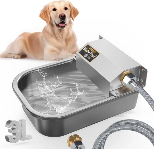 Automatic Pet Water Dispenser, 3L Stainless Steel Bowl for Dogs & Livestock, Wall-Mounted with Easy Installation