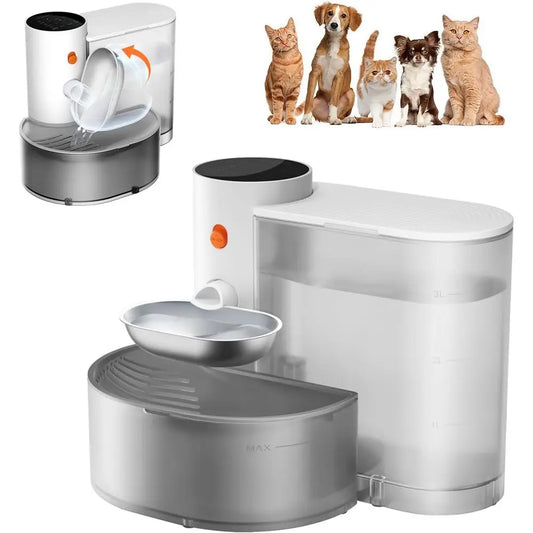 3.5L Radar Sensor Pet Water Fountain, No Filter, No-APP Automatic Dispenser for Cat & Small Dog, Wastewater Separation