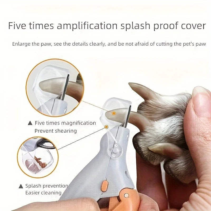 Pet Nail Clipper, Nail Trimmer for Dogs and Cats, Built-in LED Light, Steel Blades, Quick Trimming with Nail Collector