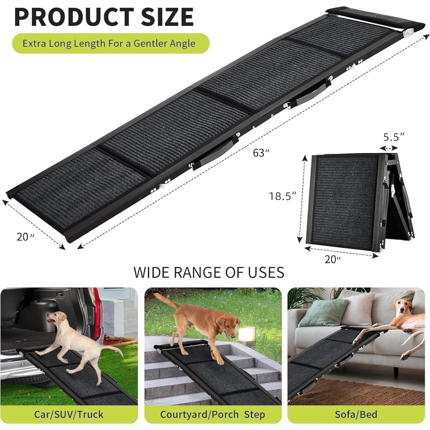 Non-Slip Surface Portable Outdoor Dog Car Ramp Up to 250 LBS