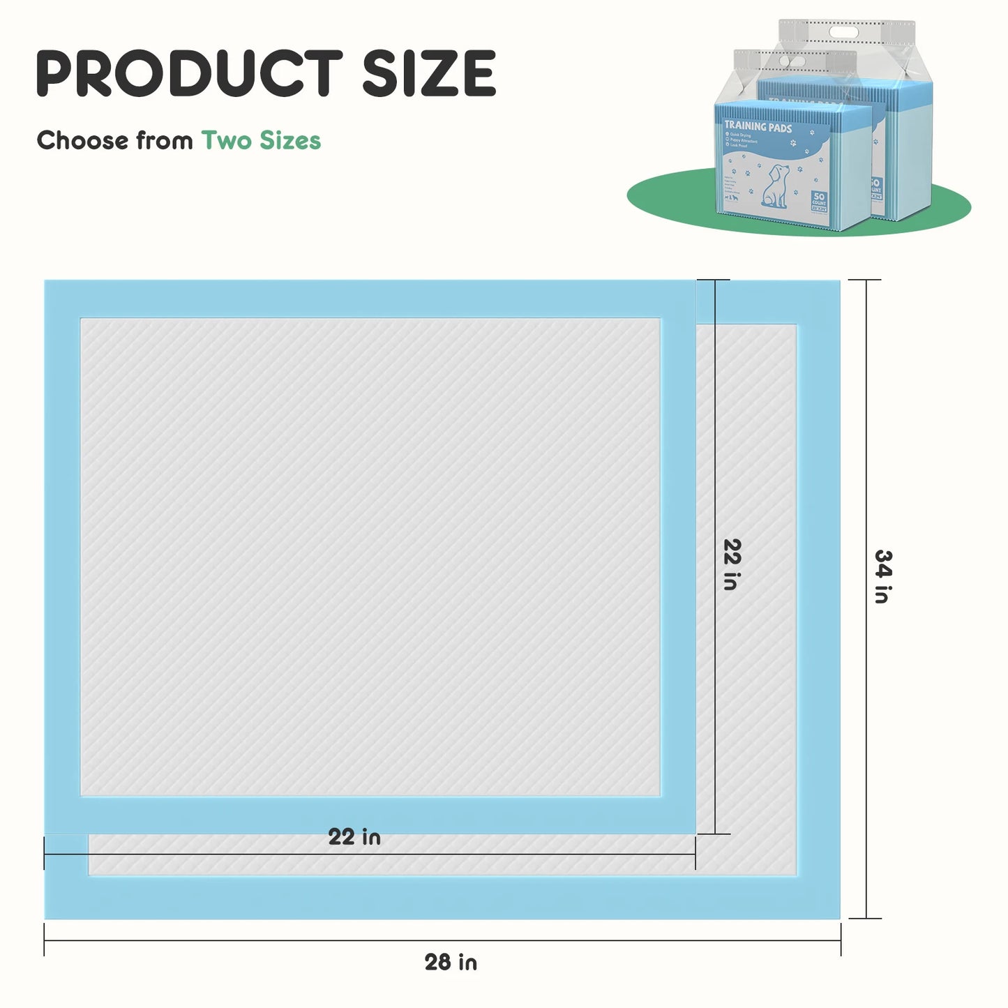 22" x 22" Super Absorbency Disposable Leakproof Quick Drying Disposable Pee Pads