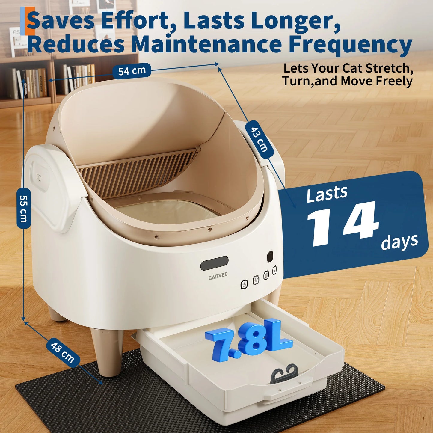 Self Cleaning Smart Litter Box APP Controlled Automatic Odor-Free Cat Toilet with Large Waste Bin for Single or Multi Cats