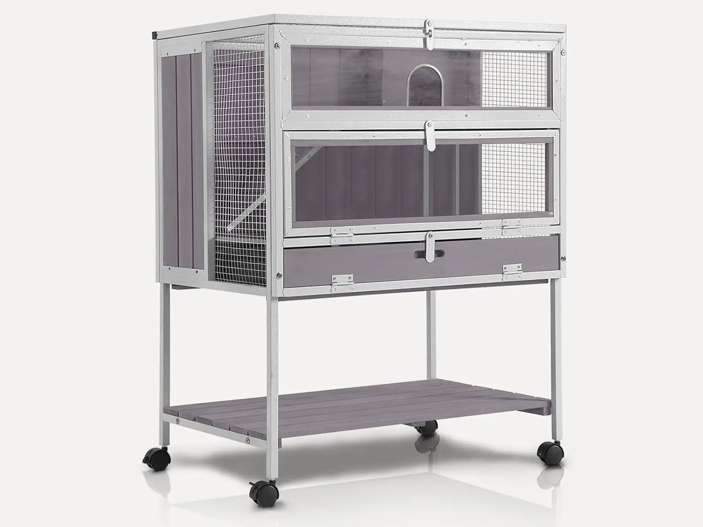 Guinea Pig Cages with Wheels, Large Hamster Cage with Anti-Chewing Ramp and Hideouts, Zinc Cool Plate