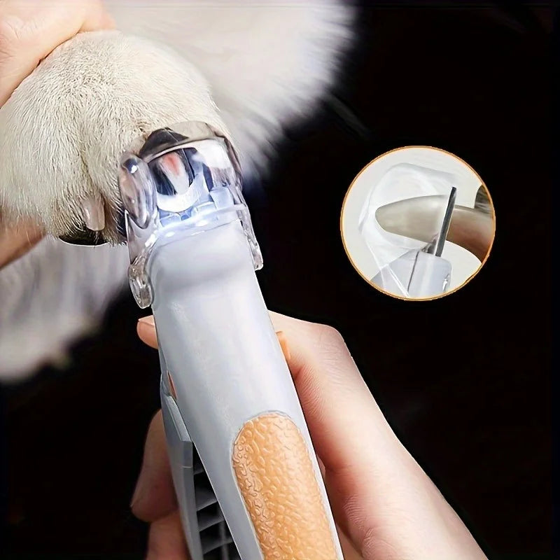 Pet Nail Clipper, Nail Trimmer for Dogs and Cats, Built-in LED Light, Steel Blades, Quick Trimming with Nail Collector