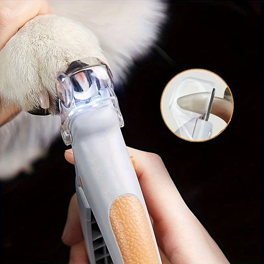 Pet Nail Clipper, Nail Trimmer for Dogs and Cats, Built-in LED Light, Steel Blades, Quick Trimming with Nail Collector