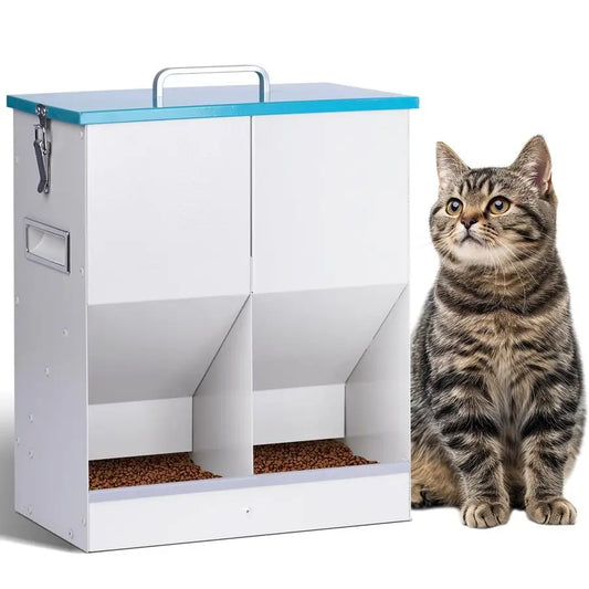 Cat & Small Pets 42cups 10L Automatic Pet Feeder - Indoor Outdoor Large Capacity Galvanized