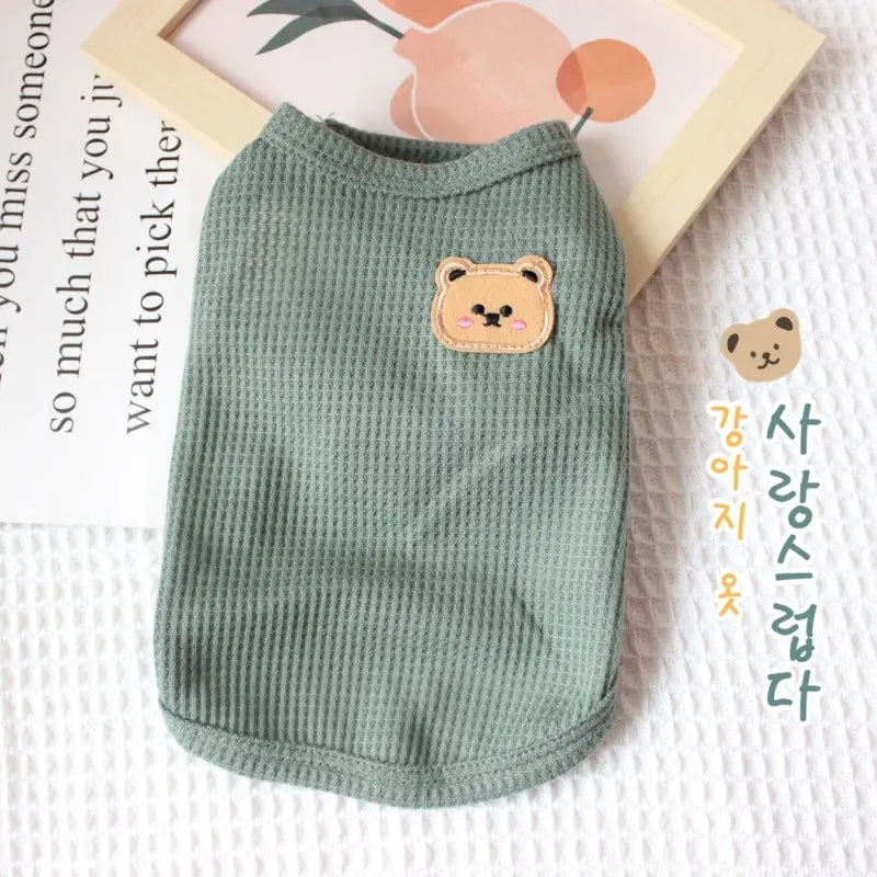 Summer Green Bear Pet Vest - Thin Breathable Dog & Cat Outfit