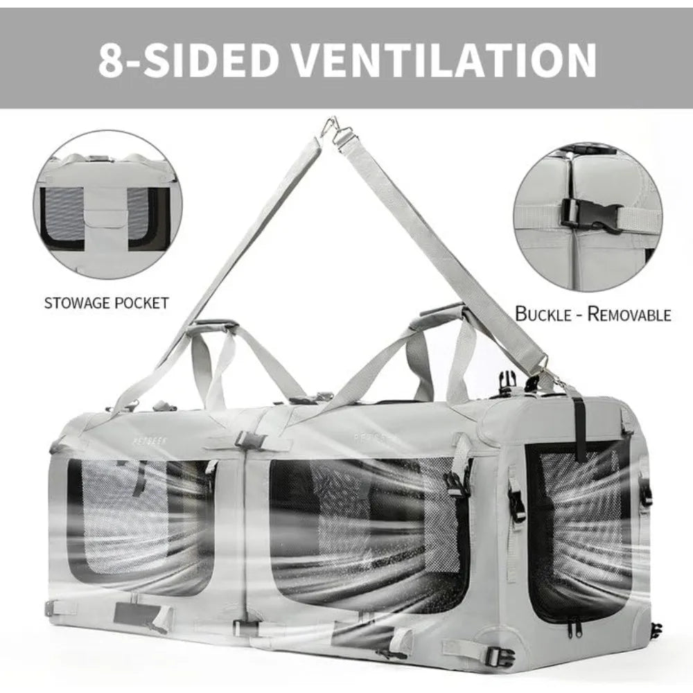 Extra Large Soft Sided Cat Carrier Portable Small Dog Carrier for 2 Cats 24''x16.5''x16'' Car Travel Pet Transport