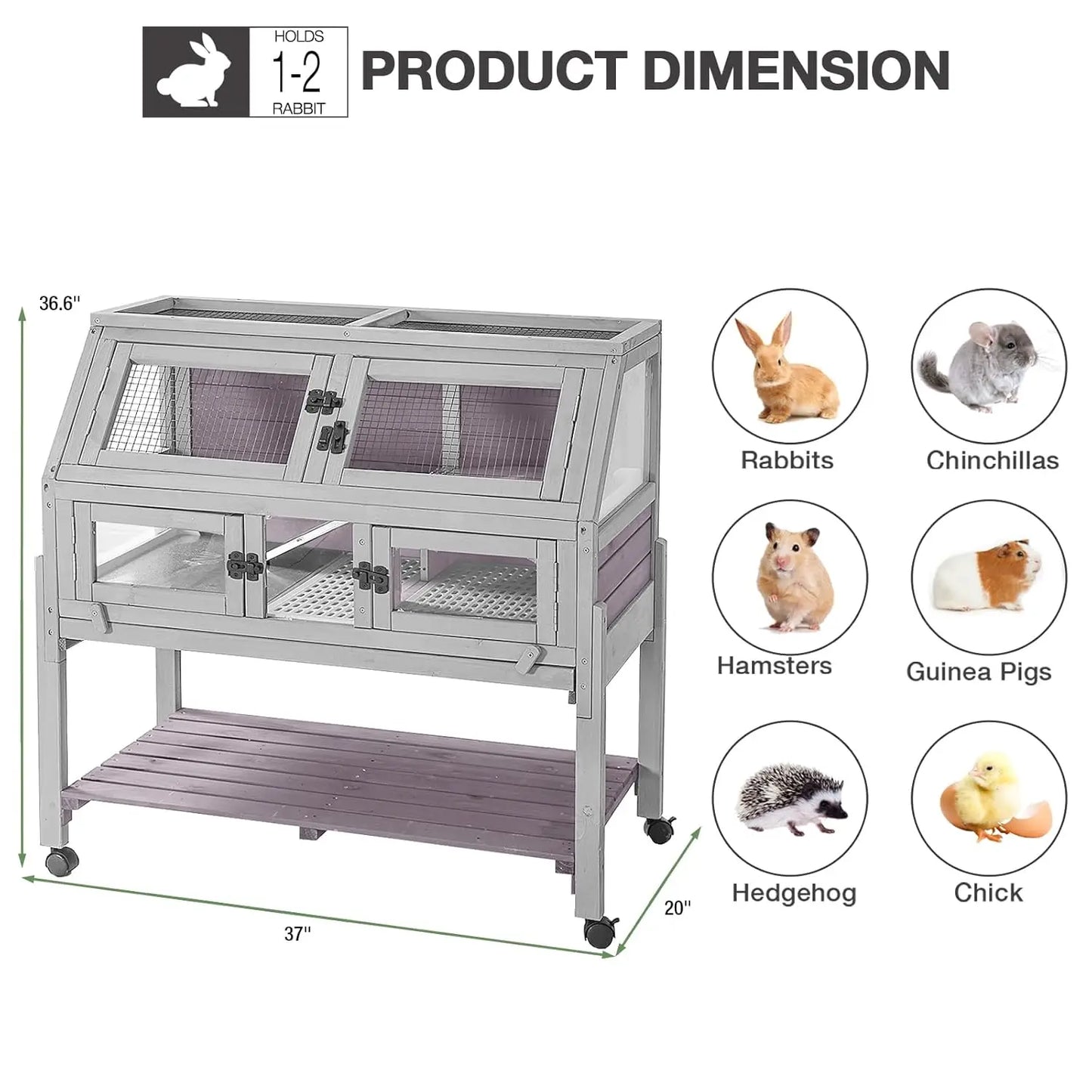 Guinea Pig Cages with Wheels, Large Hamster Cage with Anti-Chewing Ramp and Hideouts, Zinc Cool Plate
