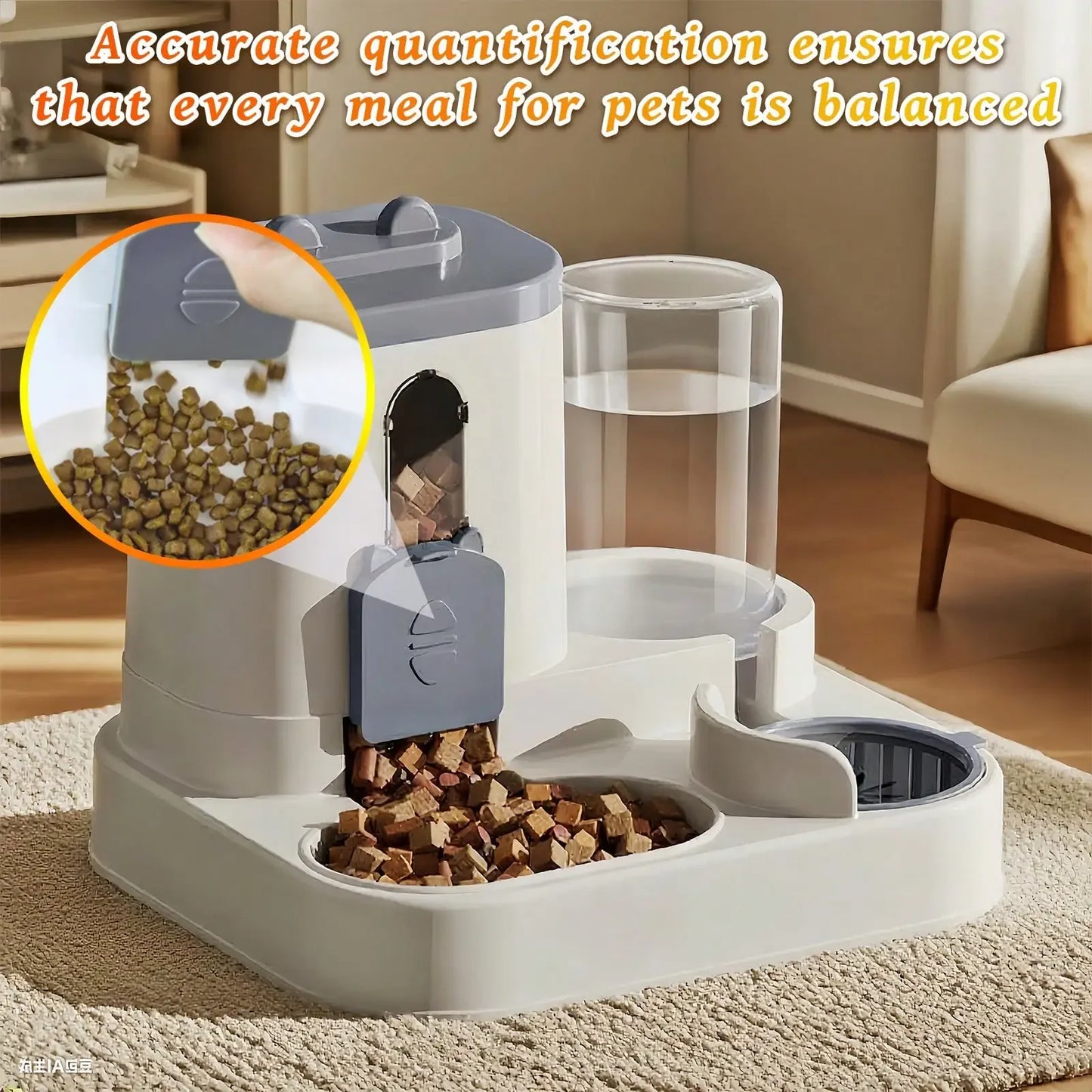 Automatic Pet Feeder And Gravity Water Dispenser