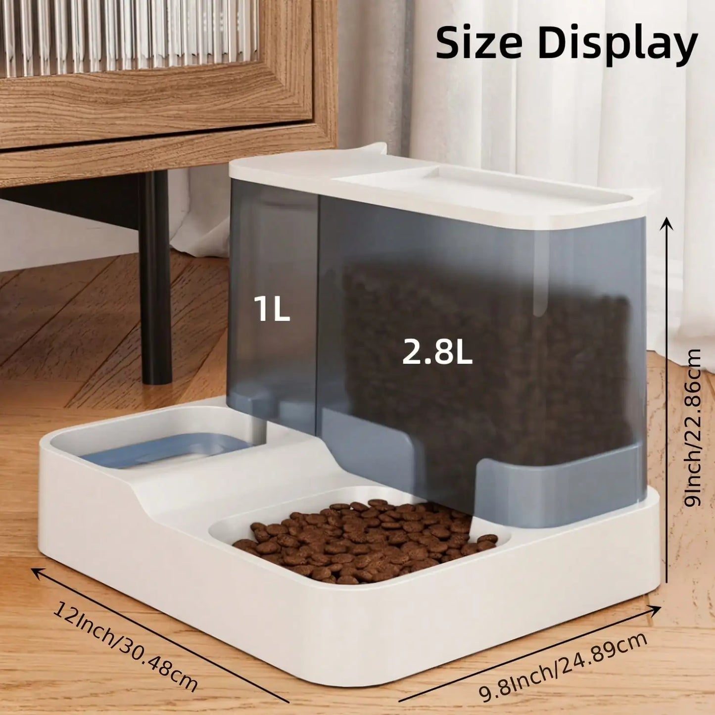 Automatic Visible Integrated Gravity-Fed Cat & Small Pet Food And Water Dispenser Set