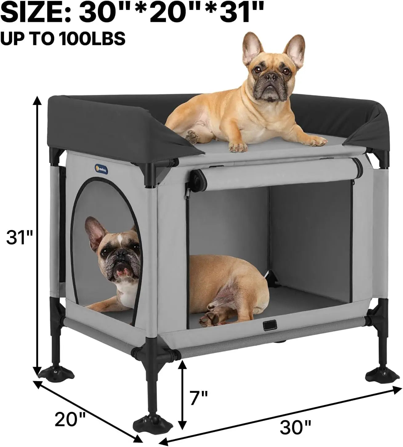 Elevated Pet Bunk Bed for Small to Medium Dogs and Cats, Grey - Attaches to Human Bed, Window Perch