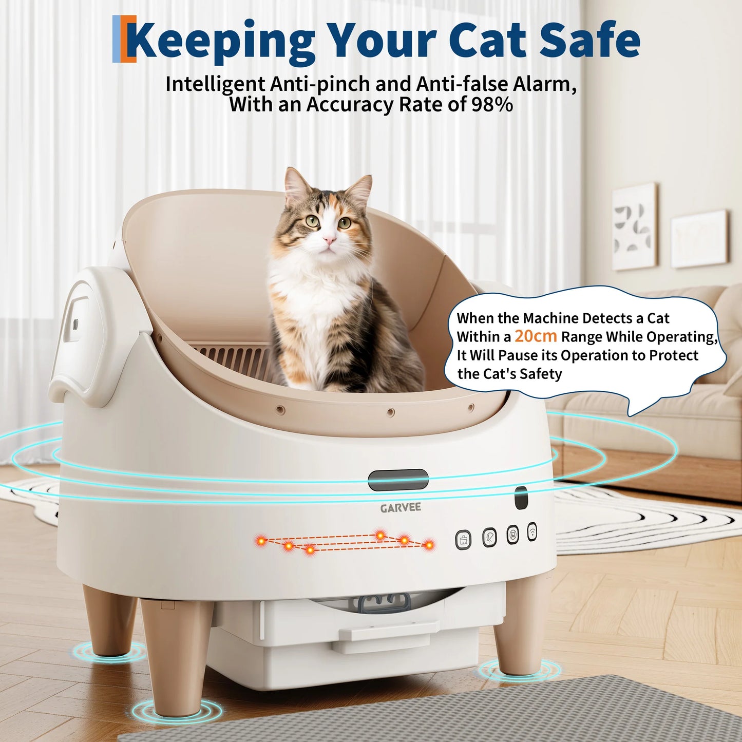 Self Cleaning Smart Litter Box APP Controlled Automatic Odor-Free Cat Toilet with Large Waste Bin for Single or Multi Cats